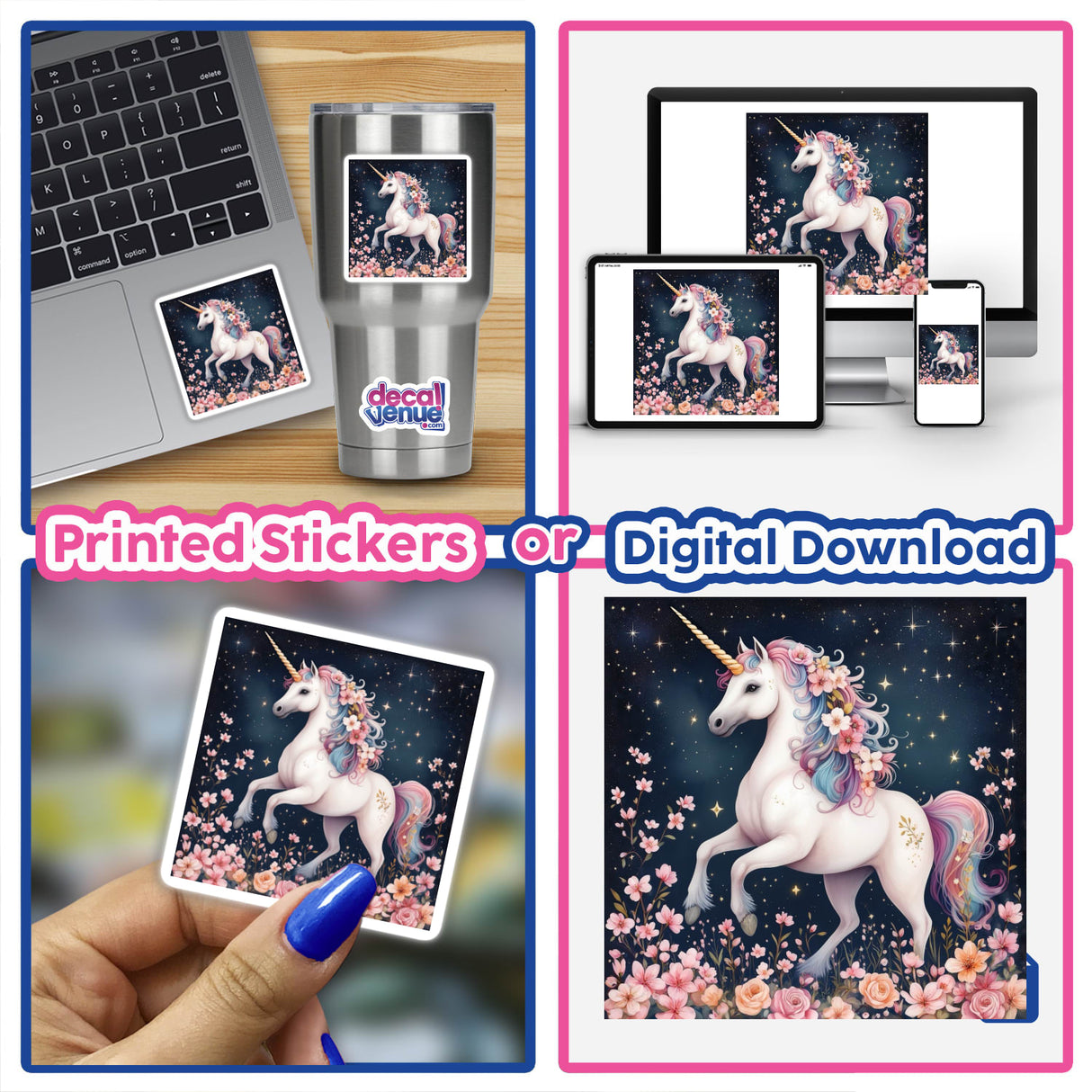 Enchanted Unicorn in Floral Meadow