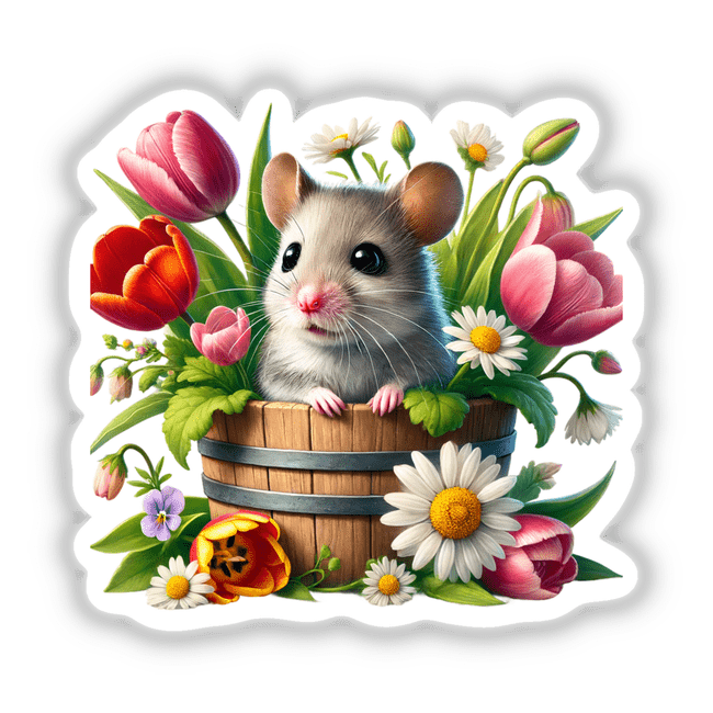 Mouse Peeking Out of Flower Pot