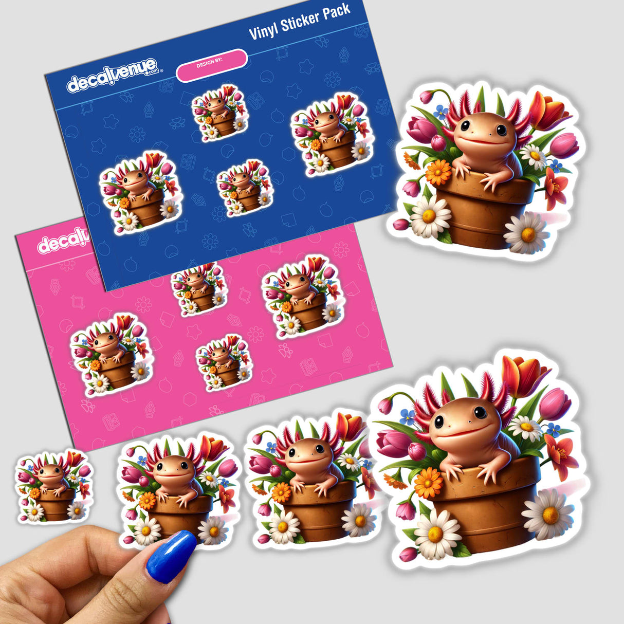 Axolotl Peeking Out of Flower Pot