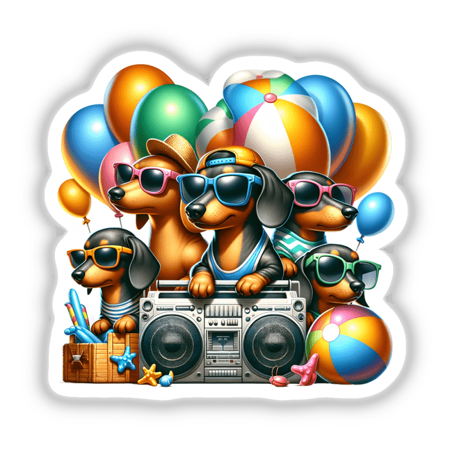 Dachshund Dog Beach Party Summer