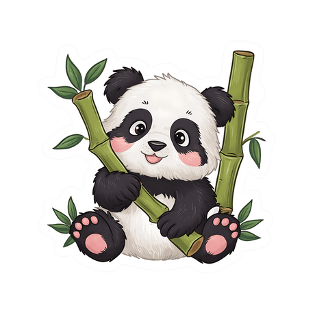 Adorable Baby Panda with Bamboo