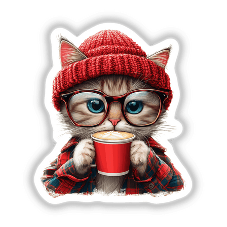 Stylish Cat Drinking Coffee