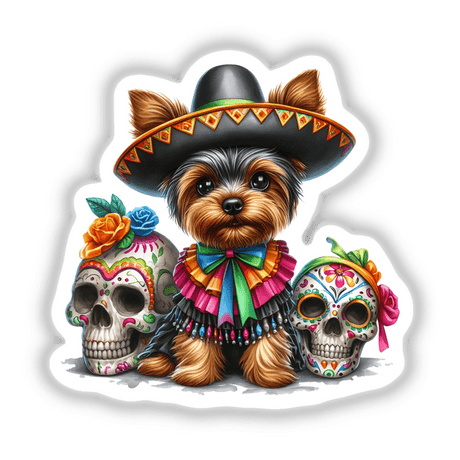 Cinco de Mayo Mexican Yorkie Dog w/ Skulls