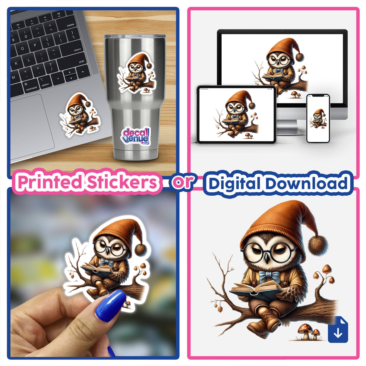 Owl Gnome Reading a Book