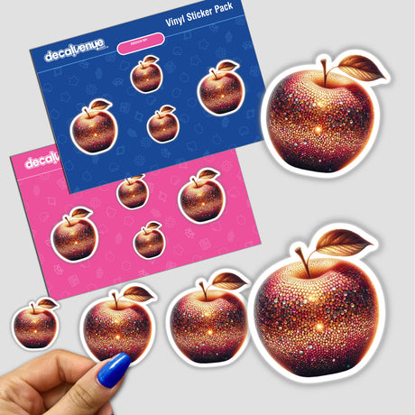 Artful Mosaic Apple stickers featuring intricate apple designs, available as both physical stickers and digital artwork, highlighting unique and detailed fruit illustrations.