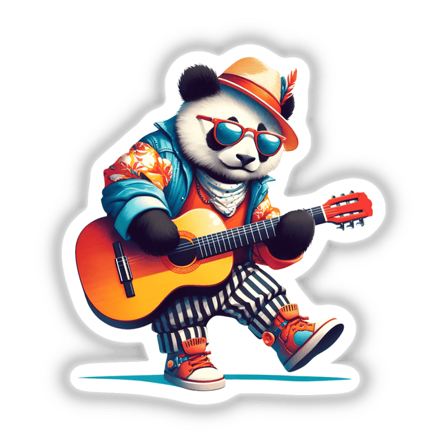 Trendy Panda Playing Guitar