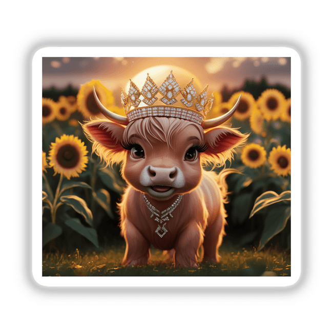 Baby Highland Cow Crown Sunflowers