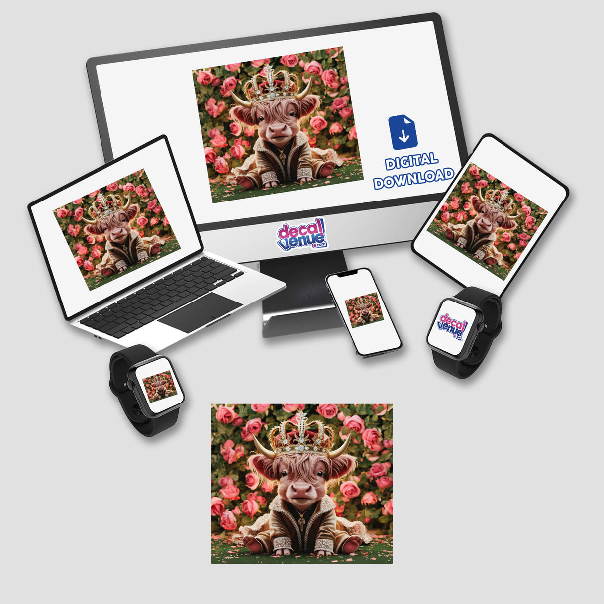 Baby Highland Cow Crown Roses