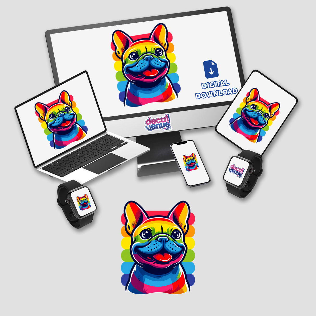 French Bulldog Colorful Rainbow Pride