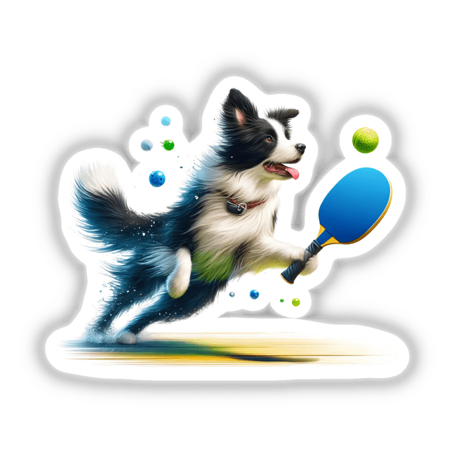 Border Collie Dog Playing Pickleball