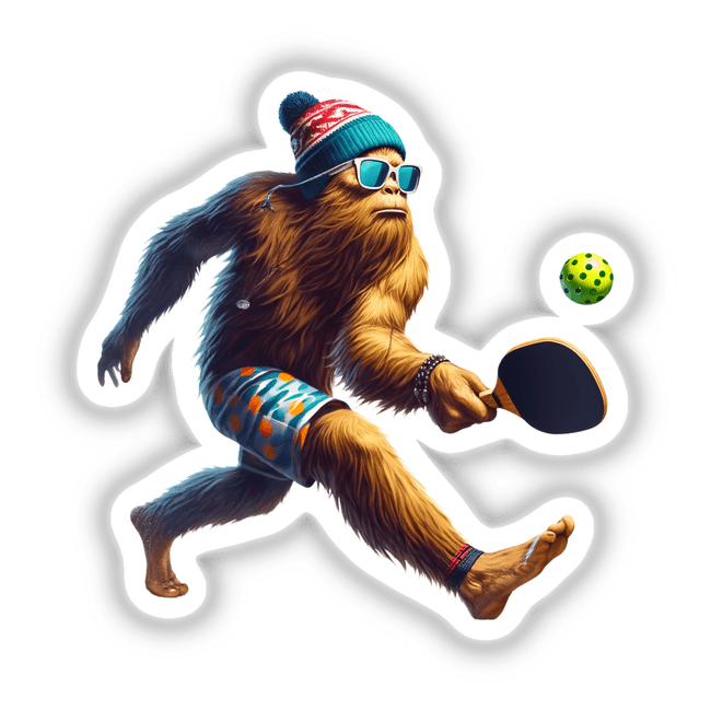 Trendy Bigfoot Playing Pickleball