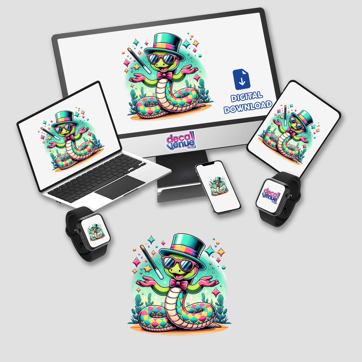 Stylish Snake Magician Wearing a Top Hat