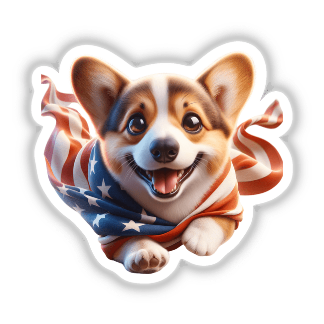 Corgi Dog Wrapped in USA Flag