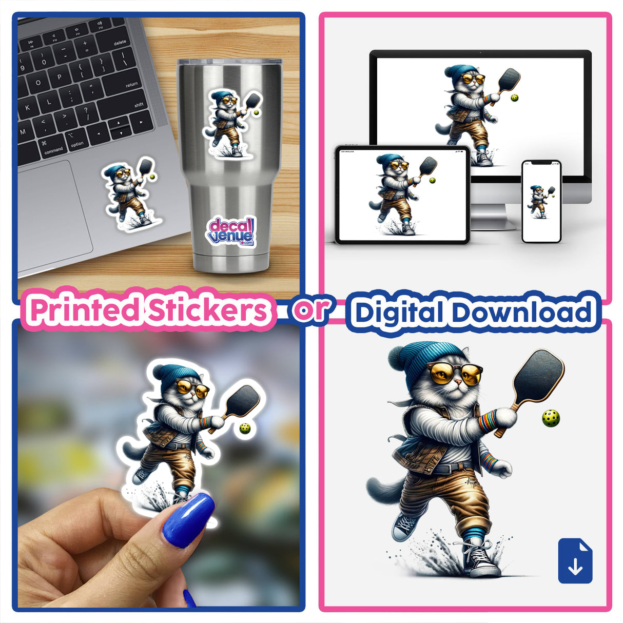 Fashionable Cat Playing Pickleball