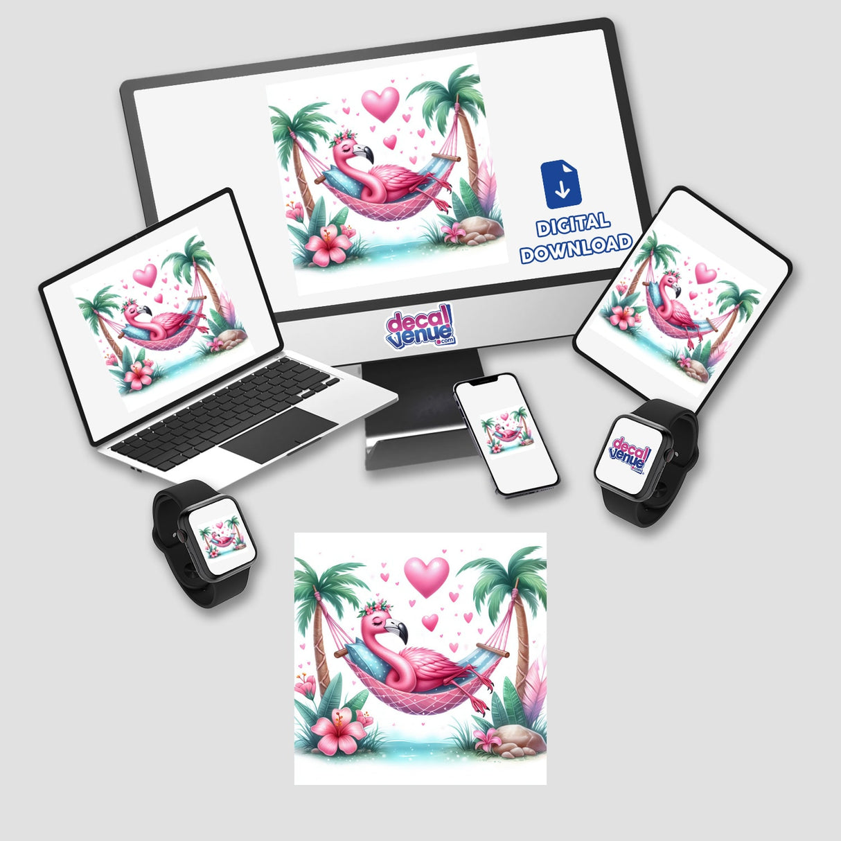 Beach Flamingo Bird in Hammock