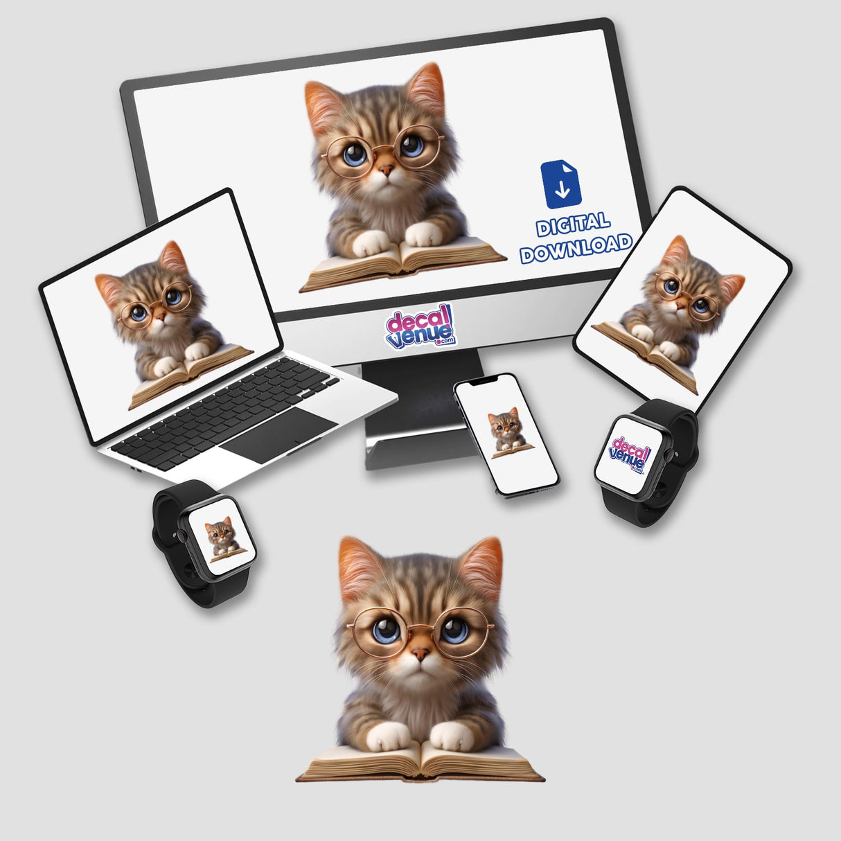 Cat With Reading Glasses Book