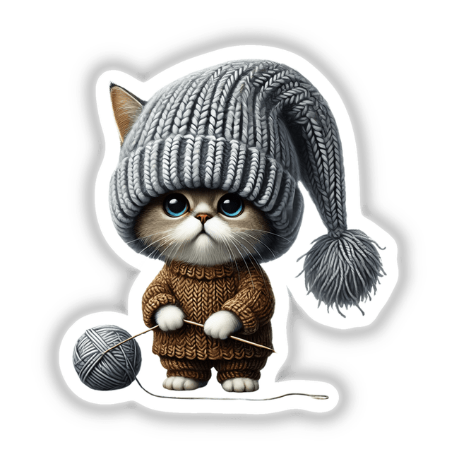 Manx Cat Gnome with Ball of Yarn