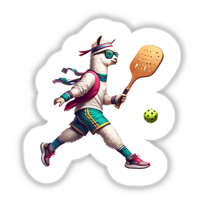 Trendy Llama Playing Pickleball