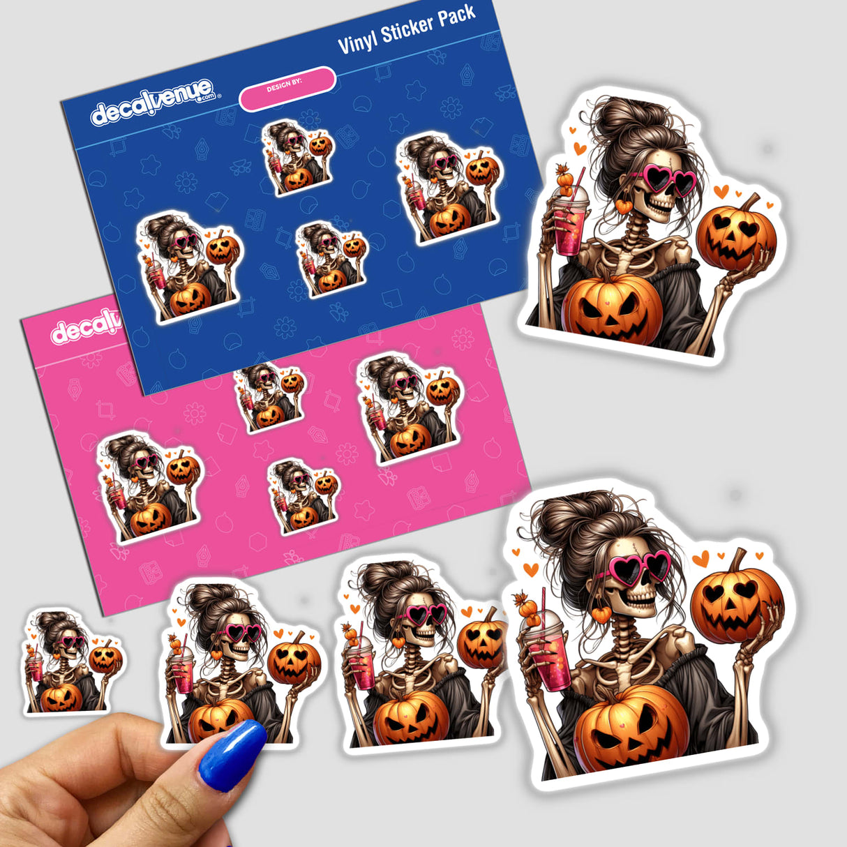 Spooky Halloween Skeleton Mama w/ Pumpkins - Unique digital stickers featuring a skeleton figure with pumpkins, perfect for Halloween expression.