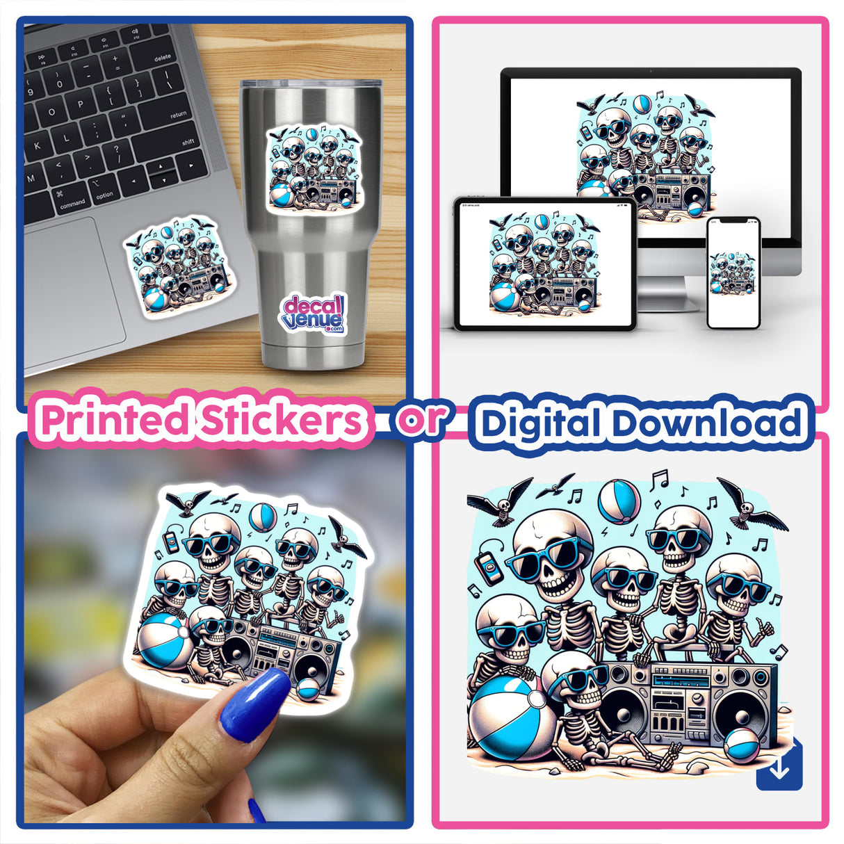 Skeleton Beach Party Sunglasses Boombox