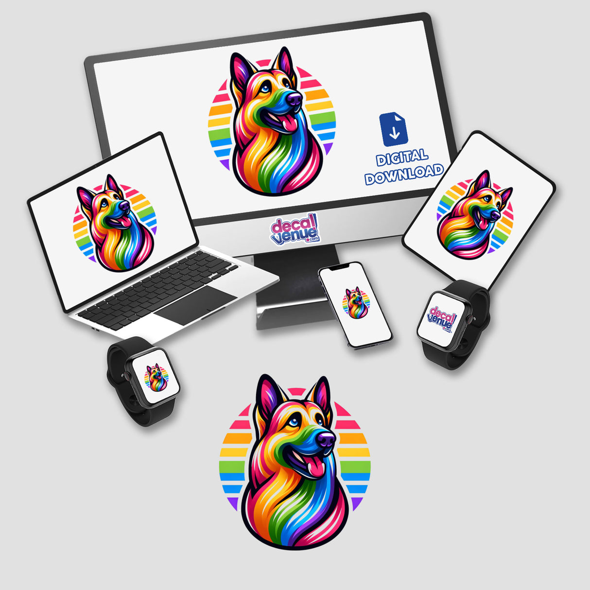Pride Month Rainbow German Shepherd Dog