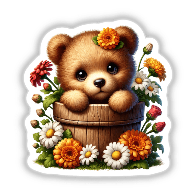 Bear Peeking Out of Flower Pot