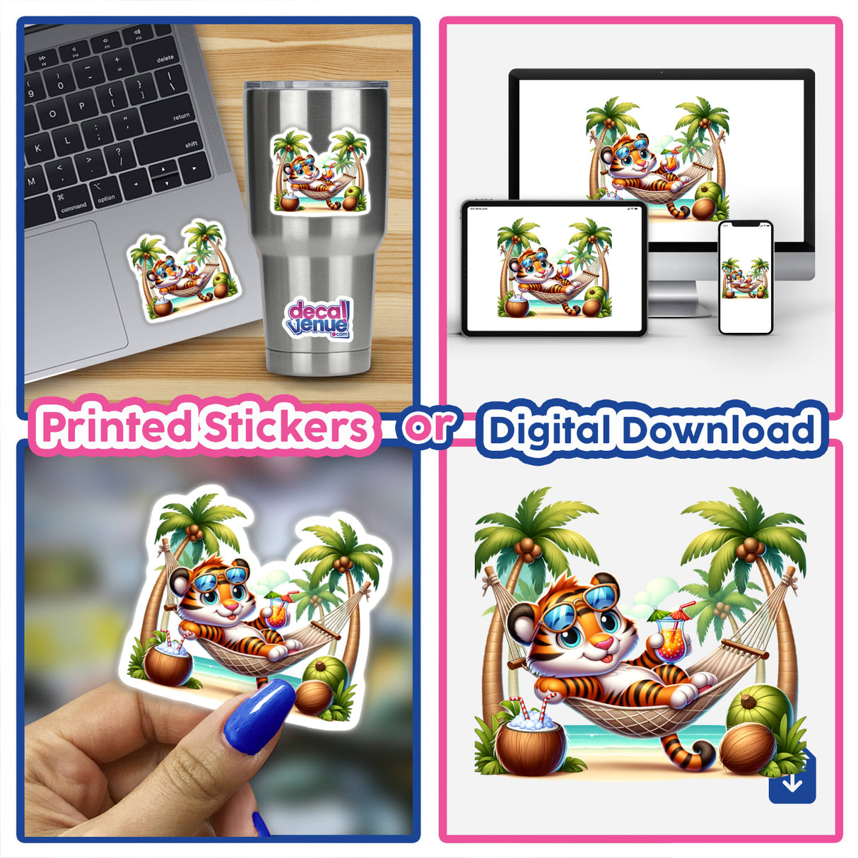 Cute Tiger Lounging in Hammock