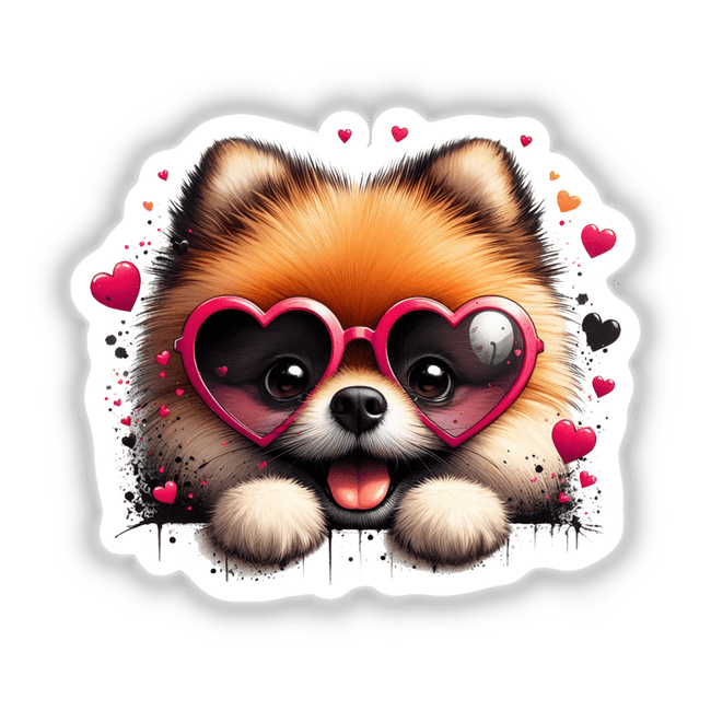 Peeking Pomeranian Hearts showcases a cute Pomeranian peering adorably through heart shapes, available as stickers or digital artwork, embodying Decal Venue's unique vinyl and digital art style.