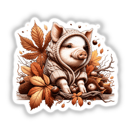 Cozy Autumn Pig in Sweater - Digital Artwork from Decal Venue