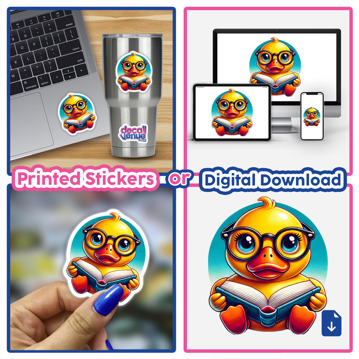 Rubber Duck With Reading Glasses Open Book