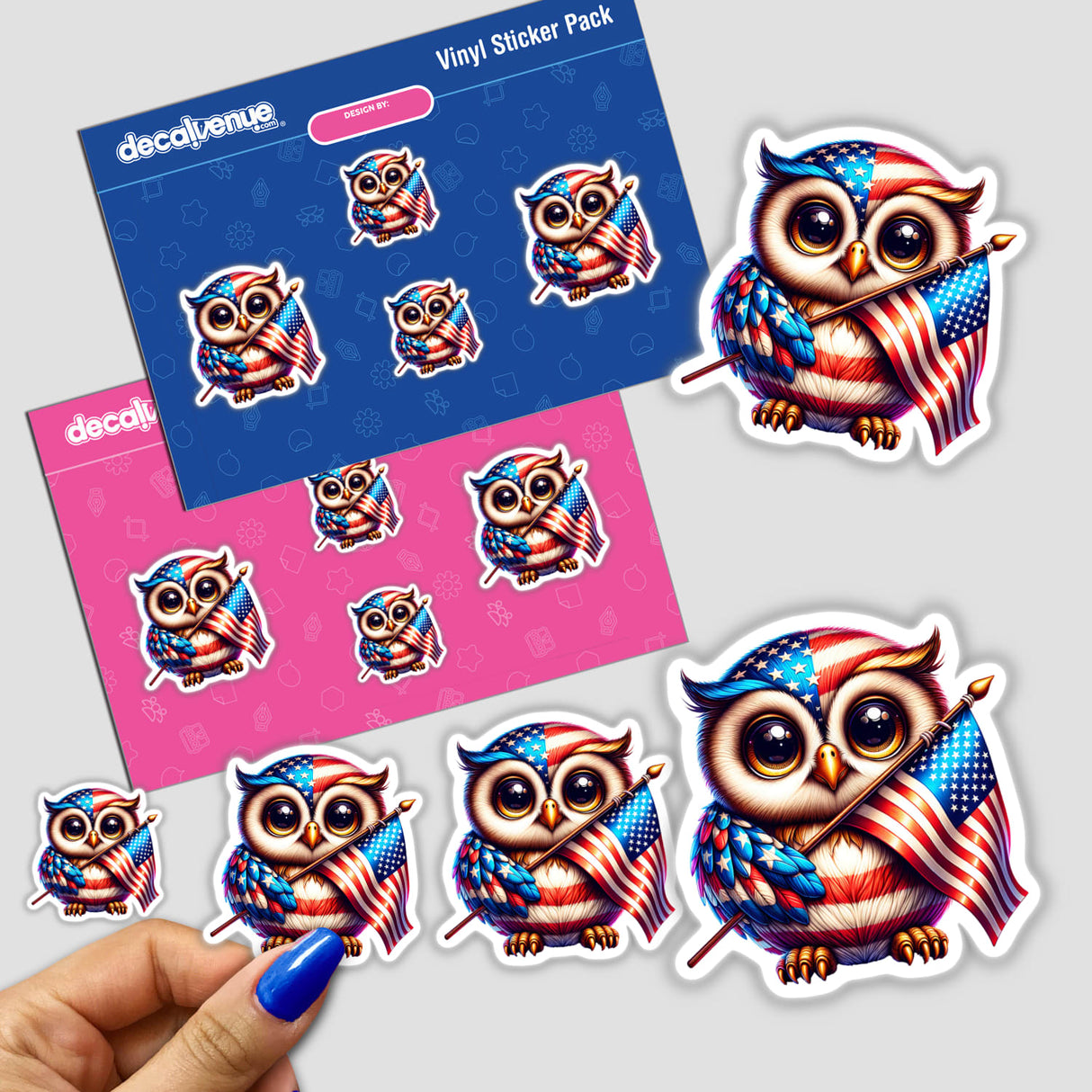 Patriotic Owl Holding American Flag