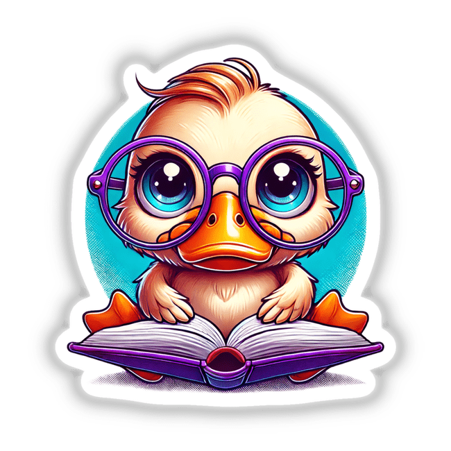 Duck With Reading Glasses Open Book