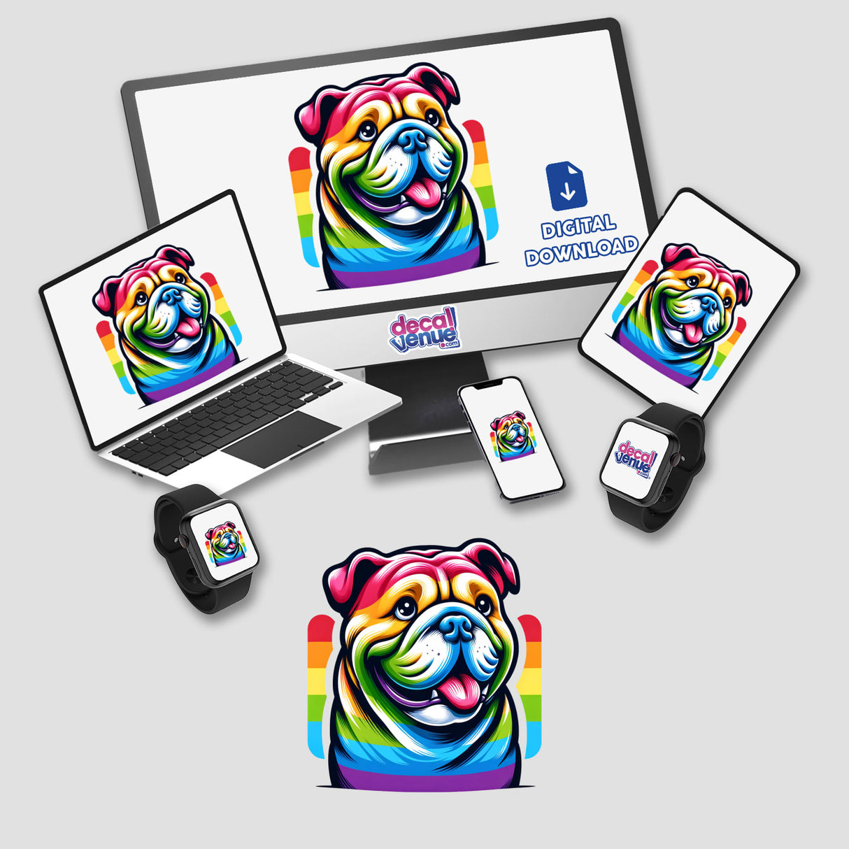 Bulldog Dog Rainbow Pride