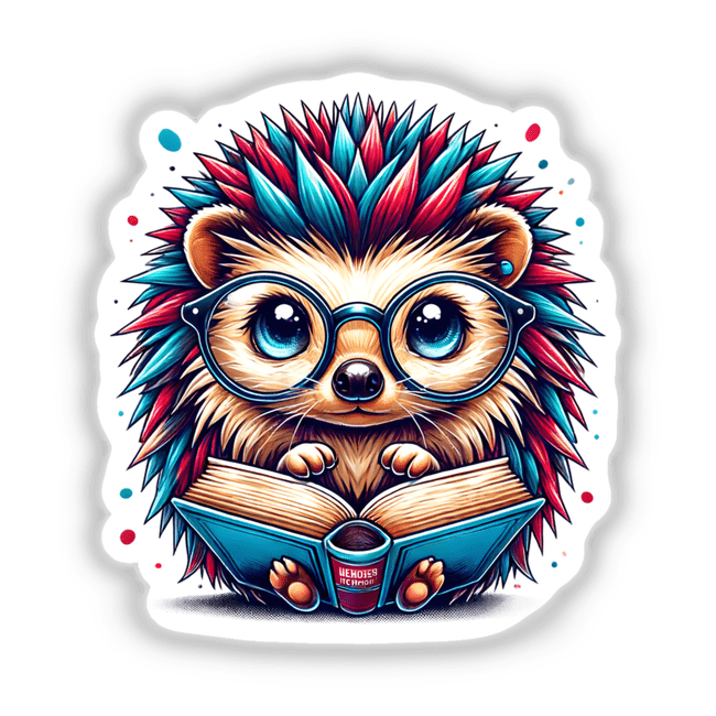 Hedgehog With Reading Glasses Open Book