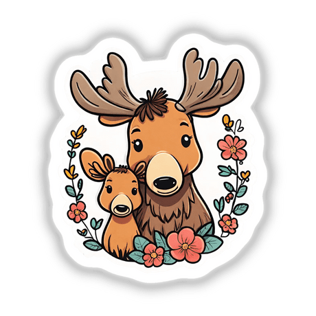 Mama and baby moose
