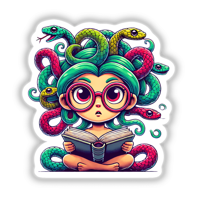 Medusa With Reading Glasses Open Book