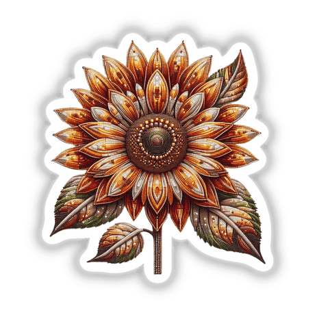 Radiant Sunflower Art close-up, available as stickers or digital artwork, showcasing intricate floral details perfect for enhancing any space.