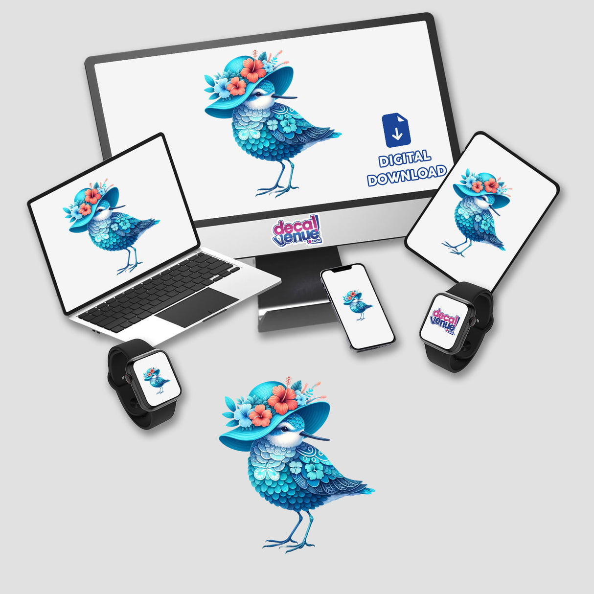 Sandpiper Bird Wearing Summer Beach Hat