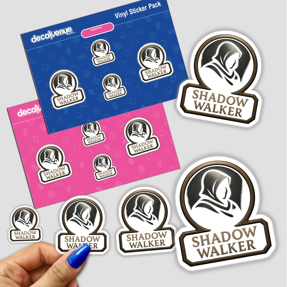 Shadow Walker – RPG-Style Skill Badge featuring a dark bronze stealth crest, available as stickers or digital artwork, reflecting Decal Venue's unique vinyl sticker and digital art offerings.