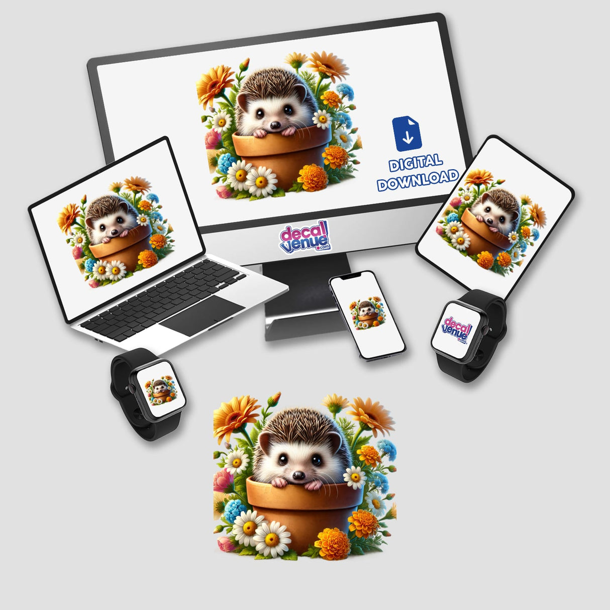 Hedgehog Peeking Out of Flower Pot