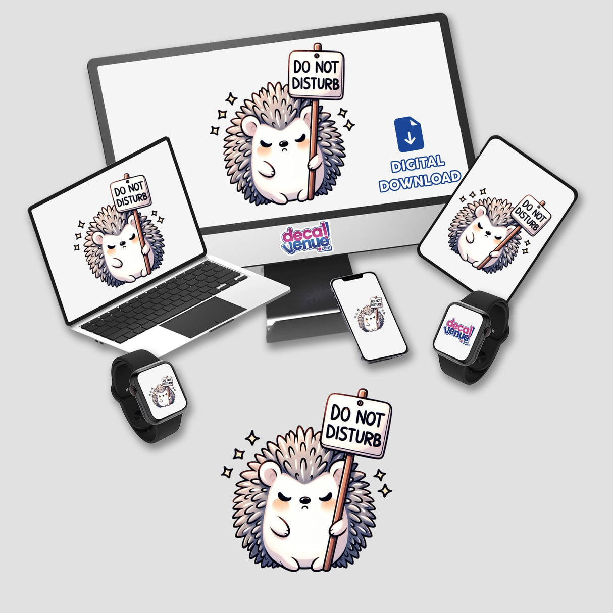 Grumpy Hedgehog Holding Do Not Disturb Sign