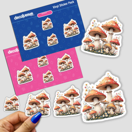 Magical Mushrooms with Blooming Spring Flowers sticker pack featuring vibrant mushrooms and colorful spring flowers, ideal for adding whimsical charm to your projects.