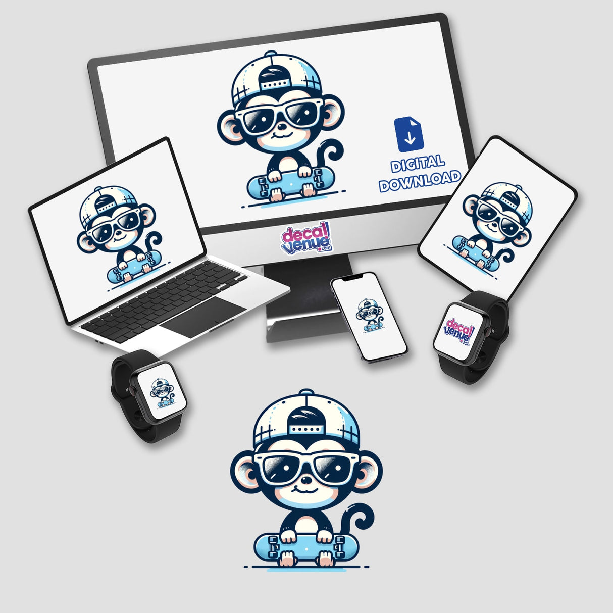 Cool Monkey Holding a Skateboard