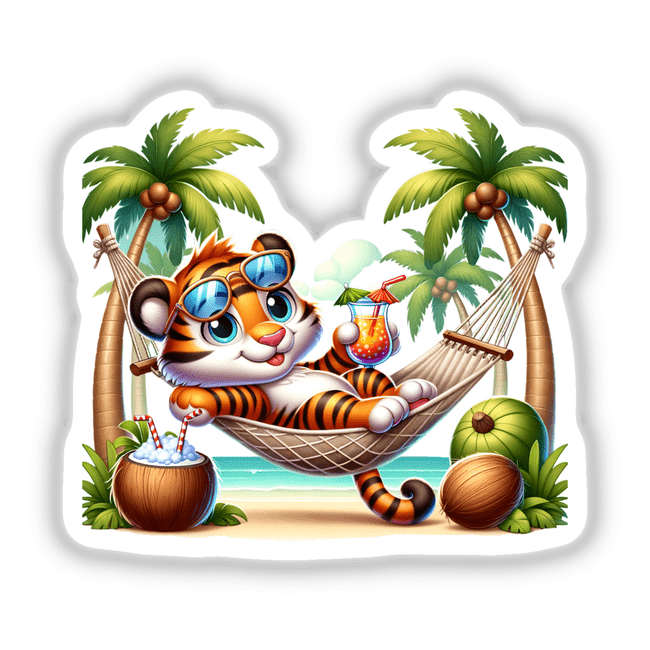 Cute Tiger Lounging in Hammock