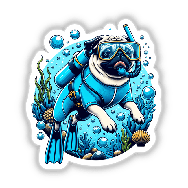 Pug Dog Scuba Diver