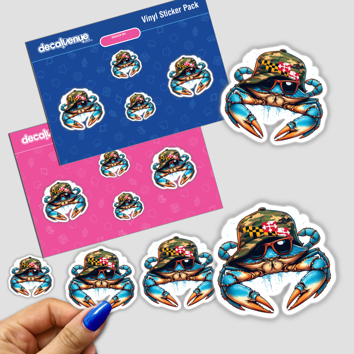 Maryland Redneck Blue Crab depicted as a vinyl sticker or digital artwork, showcasing a detailed crab design, available from Decal Venue's unique collection of stickers and digital art.