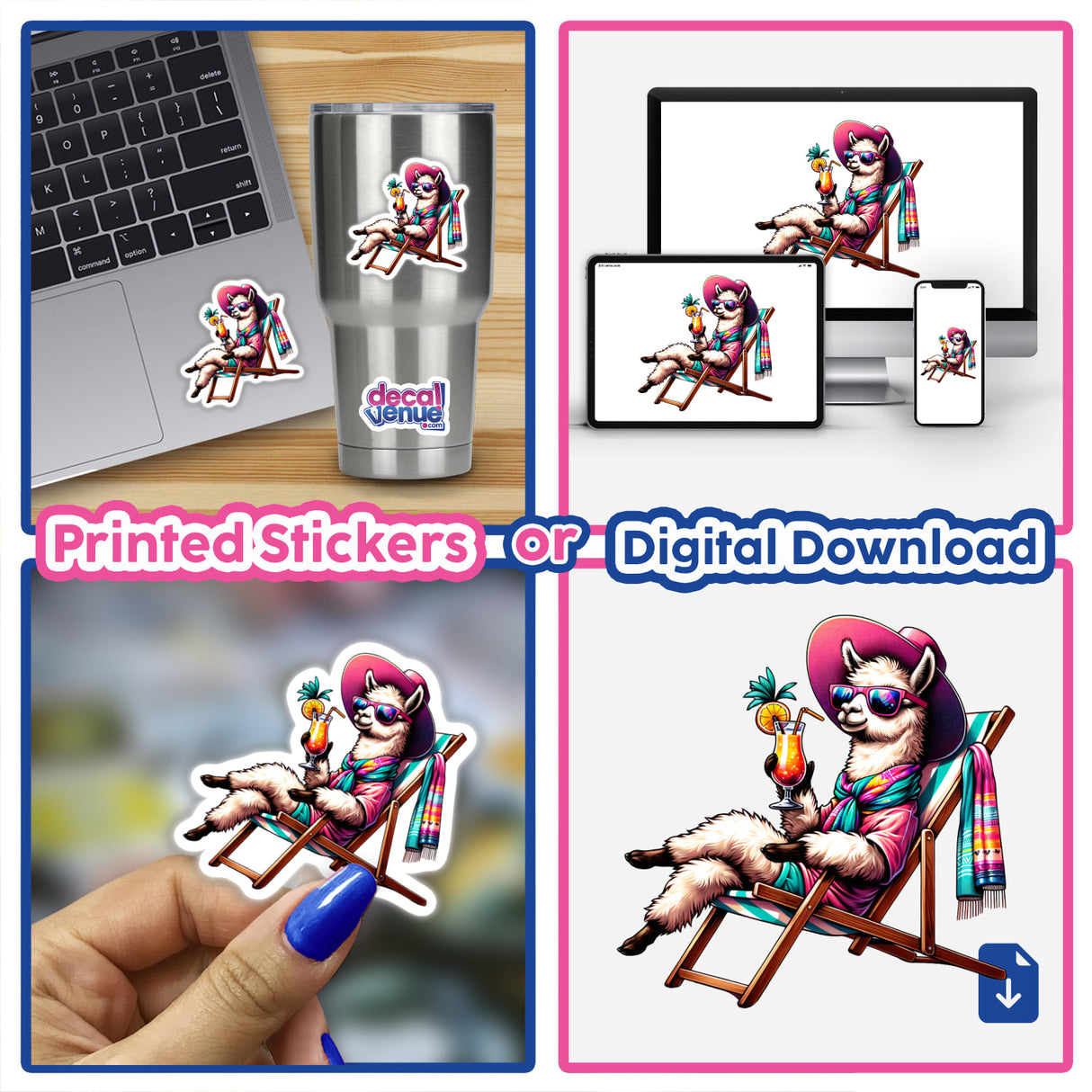 Sunbathing Llama Beach Chair Drink