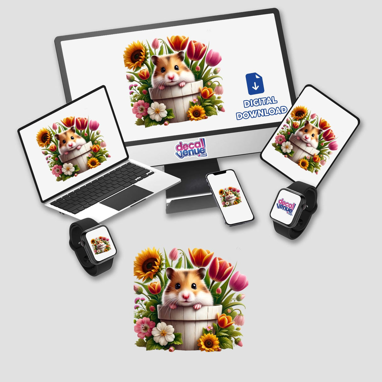 Hamster Peeking Out of Flower Pot