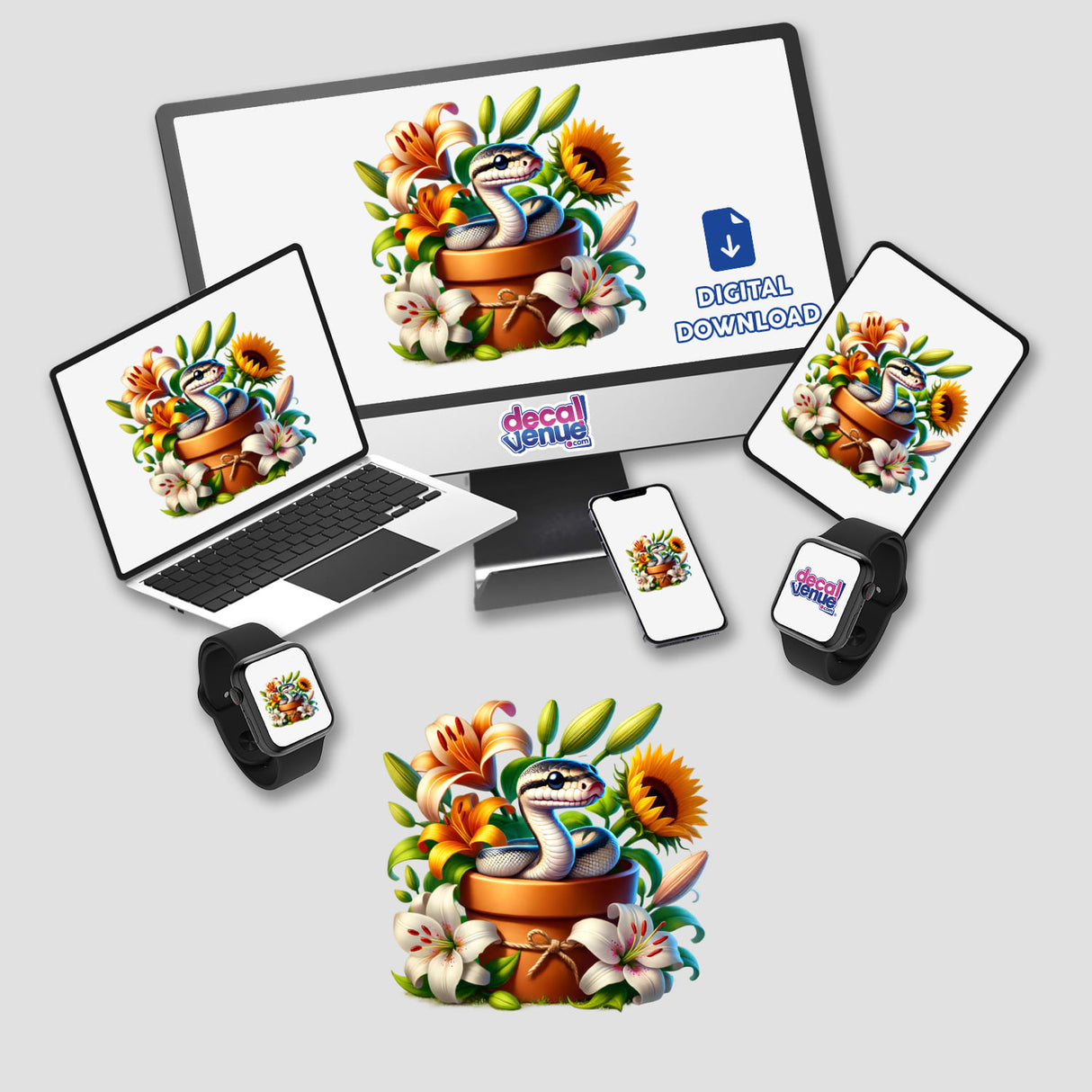 Snake Peeking Out of Flower Pot