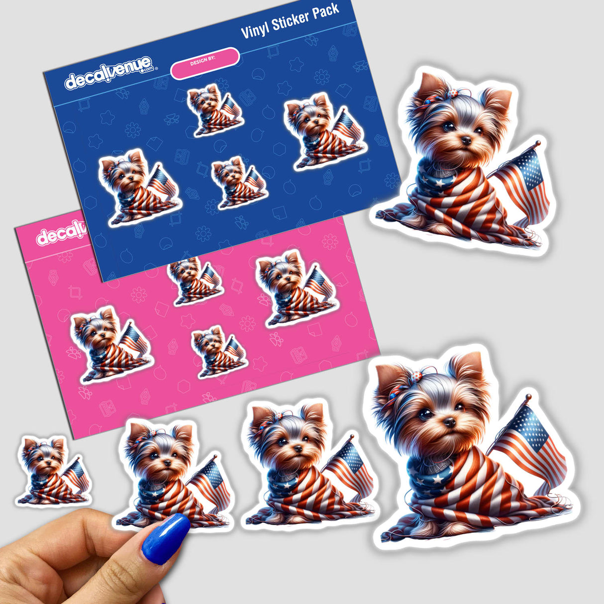 Patriotic Yorkie Wrapped in American Flag